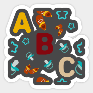 abc pattern with rounded star, pacifer and baby's shoes Sticker